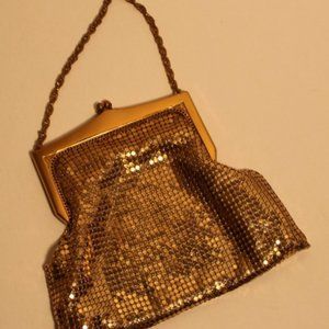 Vintage Whiting & Davis Gold Tone Mesh Bag, Excellent Condition
